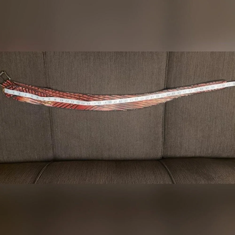 Red Black Wide Leather Waist Belt Size S 30 Vintage Statement Cincher - Picture 5 of 13